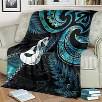 New Zealand Aotearoa Blanket Maori Manaia Paua Shell Glitter Turquoise