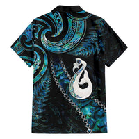 New Zealand Aotearoa Family Matching Short Sleeve Bodycon Dress and Hawaiian Shirt Maori Manaia Paua Shell Glitter Turquoise LT05 - Polynesian Pride