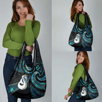New Zealand Aotearoa Grocery Bag Maori Manaia Paua Shell Glitter Turquoise