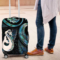 New Zealand Aotearoa Luggage Cover Maori Manaia Paua Shell Glitter Turquoise LT05 Turquoise - Polynesian Pride