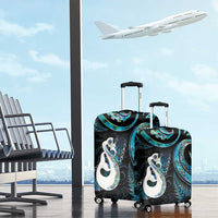 New Zealand Aotearoa Luggage Cover Maori Manaia Paua Shell Glitter Turquoise LT05 - Polynesian Pride