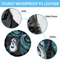 New Zealand Aotearoa Spare Tire Cover Maori Manaia Paua Shell Glitter Turquoise LT05 - Polynesian Pride