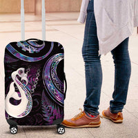 New Zealand Aotearoa Luggage Cover Maori Manaia Paua Shell Glitter Purple LT05 Purple - Polynesian Pride