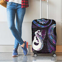 New Zealand Aotearoa Luggage Cover Maori Manaia Paua Shell Glitter Purple LT05 - Polynesian Pride