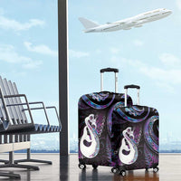 New Zealand Aotearoa Luggage Cover Maori Manaia Paua Shell Glitter Purple LT05 - Polynesian Pride