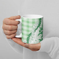 Aloha Hawaii Palaka Ceramic Mug Green Plumeria Lei - Polynesian Pride