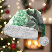 Aloha Hawaii Palaka Christmas Santa Hat Green Plumeria Lei - Polynesian Pride