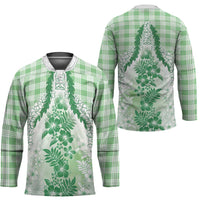 Aloha Hawaii Palaka Hockey Jersey Green Plumeria Lei - Polynesian Pride