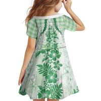 Aloha Hawaii Palaka Kid Short Sleeve Dress Green Plumeria Lei - Polynesian Pride
