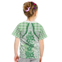 Aloha Hawaii Palaka Kid T Shirt Green Plumeria Lei - Polynesian Pride