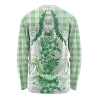 Aloha Hawaii Palaka Long Sleeve Shirt Green Plumeria Lei - Polynesian Pride