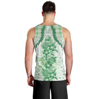 Aloha Hawaii Palaka Men Tank Top Green Plumeria Lei - Polynesian Pride