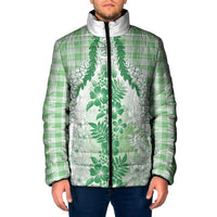 Aloha Hawaii Palaka Padded Jacket Green Plumeria Lei - Polynesian Pride