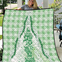 Aloha Hawaii Palaka Quilt Green Plumeria Lei - Polynesian Pride