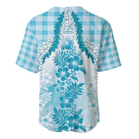 Aloha Hawaii Palaka Baseball Jersey Blue Plumeria Lei - Polynesian Pride
