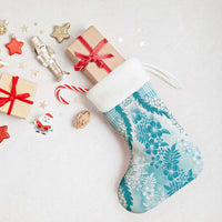 Aloha Hawaii Palaka Christmas Stocking Blue Plumeria Lei - Polynesian Pride