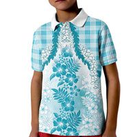 Aloha Hawaii Palaka Kid Polo Shirt Blue Plumeria Lei LT05 Kid Blue - Polynesian Pride