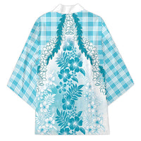 Aloha Hawaii Palaka Kimono Blue Plumeria Lei - Polynesian Pride