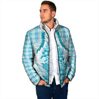 Aloha Hawaii Palaka Padded Jacket Blue Plumeria Lei - Polynesian Pride