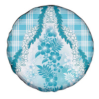 Aloha Hawaii Palaka Spare Tire Cover Blue Plumeria Lei - Polynesian Pride