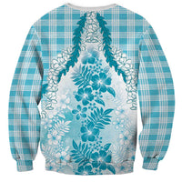 Aloha Hawaii Palaka Sweatshirt Blue Plumeria Lei - Polynesian Pride