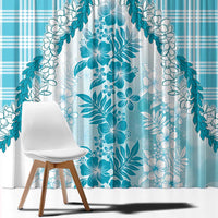 Aloha Hawaii Palaka Window Curtain Blue Plumeria Lei - Polynesian Pride