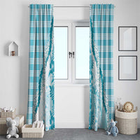 Aloha Hawaii Palaka Window Curtain Blue Plumeria Lei - Polynesian Pride