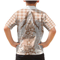 Aloha Hawaii Palaka Family Matching Mermaid Dress and Hawaiian Shirt Beige Plumeria Lei - Polynesian Pride