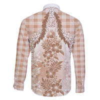 Aloha Hawaii Palaka Family Matching Short Sleeve Bodycon Dress and Hawaiian Shirt Beige Plumeria Lei LT05 - Polynesian Pride