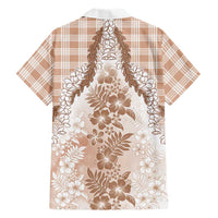 Aloha Hawaii Palaka Family Matching Tank Maxi Dress and Hawaiian Shirt Beige Plumeria Lei LT05 - Polynesian Pride