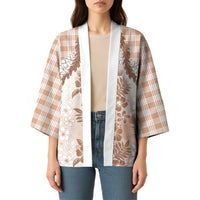 Aloha Hawaii Palaka Kimono Beige Plumeria Lei - Polynesian Pride