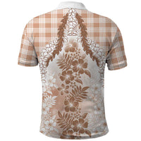 Aloha Hawaii Palaka Polo Shirt Beige Plumeria Lei - Polynesian Pride