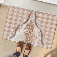 Aloha Hawaii Palaka Rubber Doormat Beige Plumeria Lei - Polynesian Pride