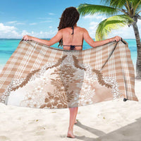 Aloha Hawaii Palaka Sarong Beige Plumeria Lei - Polynesian Pride