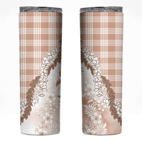 Aloha Hawaii Palaka Skinny Tumbler Beige Plumeria Lei - Polynesian Pride