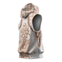 Aloha Hawaii Palaka Sleeveless Hoodie Beige Plumeria Lei - Polynesian Pride