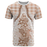 Aloha Hawaii Palaka T Shirt Beige Plumeria Lei - Polynesian Pride