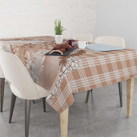 Aloha Hawaii Palaka Tablecloth Beige Plumeria Lei - Polynesian Pride