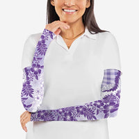 Aloha Hawaii Palaka Arm Sleeves Purple Plumeria Lei - Polynesian Pride