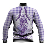 Aloha Hawaii Palaka Baseball Jacket Purple Plumeria Lei - Polynesian Pride