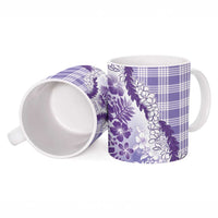 Aloha Hawaii Palaka Ceramic Mug Purple Plumeria Lei - Polynesian Pride