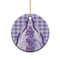 Aloha Hawaii Palaka Ceramic Ornament Purple Plumeria Lei - Polynesian Pride