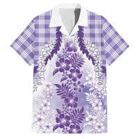Aloha Hawaii Palaka Family Matching Long Sleeve Bodycon Dress and Hawaiian Shirt Purple Plumeria Lei LT05 Dad's Shirt - Short Sleeve Purple - Polynesian Pride