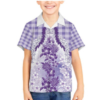 Aloha Hawaii Palaka Family Matching Mermaid Dress and Hawaiian Shirt Purple Plumeria Lei - Polynesian Pride