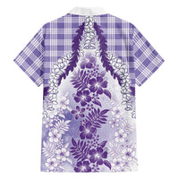 Aloha Hawaii Palaka Family Matching Puletasi and Hawaiian Shirt Purple Plumeria Lei LT05 - Polynesian Pride