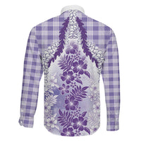 Aloha Hawaii Palaka Family Matching Puletasi and Hawaiian Shirt Purple Plumeria Lei LT05 - Polynesian Pride