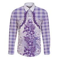 Aloha Hawaii Palaka Family Matching Summer Maxi Dress and Hawaiian Shirt Purple Plumeria Lei - Polynesian Pride