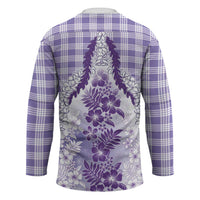Aloha Hawaii Palaka Hockey Jersey Purple Plumeria Lei - Polynesian Pride