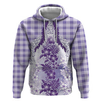 Aloha Hawaii Palaka Hoodie Purple Plumeria Lei - Polynesian Pride