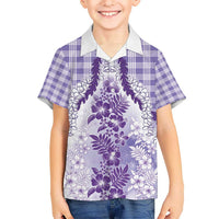 Aloha Hawaii Palaka Kid Hawaiian Shirt Purple Plumeria Lei - Polynesian Pride
